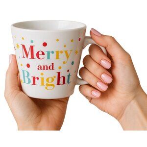 FIESTAWARE FIESTA CERAMIC WHITE TAPERED MUG CUP MERRY AND BRIGHT HOLIDAY 15 FLOZ